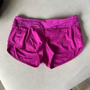 Good condition Lululemon Magenta Pink Speed Up Shorts, Size 8